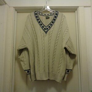 ELECTIC GRANPA RETRO CABLE KNIT ROCKPORT COTTON W NORWEDGIAN NECK SWEATER X L